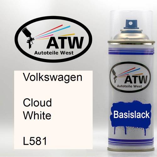 Volkswagen, Cloud White, L581: 400ml Sprühdose, von ATW Autoteile West.